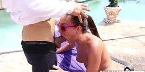 Teen Amara Romani gets fucked by the pool