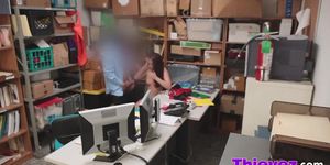 Redhead teen shoplifter Naiomi Mae pounded hard inside the office