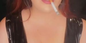 Smoking Sexy Bella in PVC