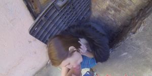 Amateur teen POV pounded in public on spycam