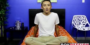 Adorable blonde asian twink Ty Neiman jerks off his dick (very cute)