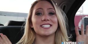 Excited girl wears cum as a trophy on her face