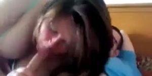 Busty chubby babe gives awesome blowjob to her boyfriend