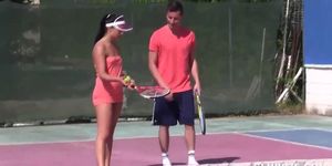 Foursome on the Tennis Court