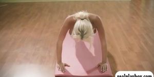 Yoga session with hot big tits blonde trainer Khloe Terae