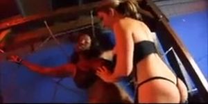 Big titty Vanilla and Chocolate lesbians play bondage
