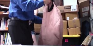Teen redhead shoplifter got caught and fucks with security