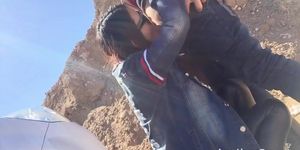 Doggy style screw with horny teen in mountains