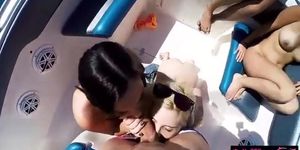 Slutty teen besties boat party leads to nasty group sex