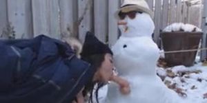 Teen gets screw be a Snowman