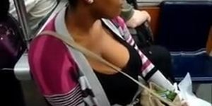 Huge black breasts train