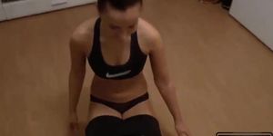 Horny Brunette Girlfriend Sucking Fucking Before Yoga