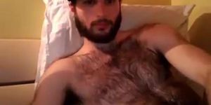 Hairy chest covered in cum