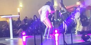 Diaper girl humiliates herself on stage