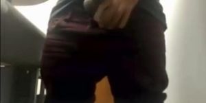 Brazilian Daddy Strokes His Big Uncut Cock at Work