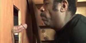 Black Guy Swallows White Cum at Glory Hole