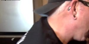 Gloryhole amateur oral DILF sucks BFs cock in private video