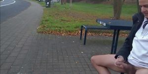 German daddy wanking outdoor