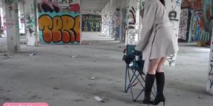 Jeny Smith exploring the warehouse while totally naked