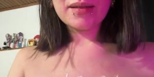 Latina babe boobjob with cum on boobs