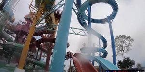 Big ass Thai amateur gf waterpark fun and sex at home after