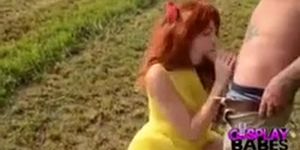 COSPLAY BABES Redhead Asuka fucked in the country side