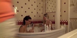 2 girls in tub