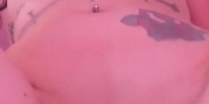 Petite Slutty Girl With Tattoos Fucks Her Pussy With A Big Dildo Until She Gets Wet