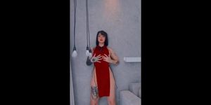 Beautiful slut in cosplay masturbates