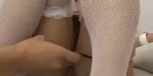 Asian milf gets shaved pussy fingered (Meguru Kosaka)