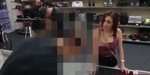 Brunette latina sucks pawnshop owners cock to get her item back