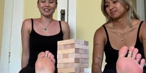Asian and Latina feet jenga