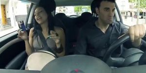 Hot girl squirts in car