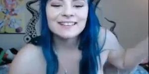 Busty blue hair girl toys pussy free sex cam