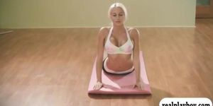 Hot yoga session with big tits blonde coach Khloe Terae