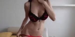 Hot slim body girl striptease webcam