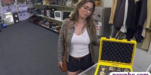 Woman with glasses nailed by pawn dude at the pawnshop