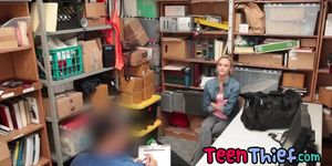 Blonde teen thief fucked rough in office by a security guard (horny security)