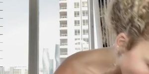 Daytime naked lingerie modeling by big titty beauty