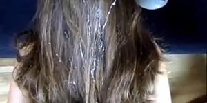 Amateur Webcam Hairjob with Cumshot