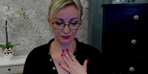 Busty amateur MILF LUXvanessa in black blouse posing on webcam