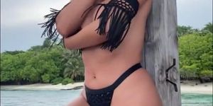 Ana Cheri Topless Tease On Beach OnlyFans Video Leaked