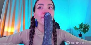 SLOPPY ASS BLOWJOB on dildo