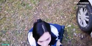 Russian shemale anna gets fucked outdoor