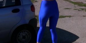 Katya in blue leggings