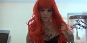 Tattooed Redhead gives POV blowjob