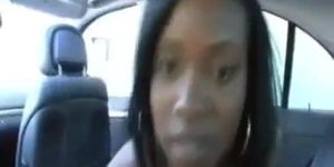 Hot black chick fucked in a car