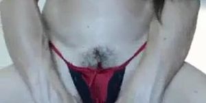 Muscular Whore Fingers Her Hairy Pussy