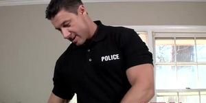 Muscular police hunk bangs twinky badboy