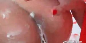 Very kinky and weird lesbian ass gag using whipped cream